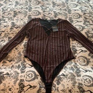 Metallic stripped bodysuit